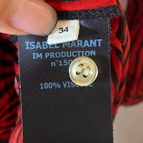 Isabel Marant Etoile Charley Midi Red Shirt Dress Striped Size 2 - Picture 9 of 12